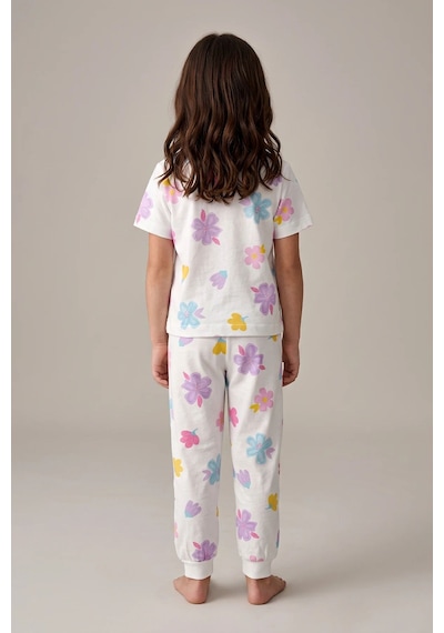 Zuzunga Pastel Renkli Çiçek Desenli Beyaz Kız Çocuk Pamuk Pijama Takımı Zuzunga Pastel Renkli Çiçek Desenli Beyaz Kız Çocuk Pamuk Pijama Takımı
