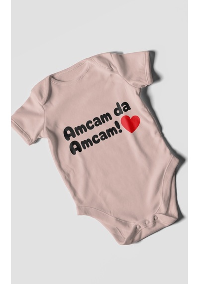 Morivokids Amcam Da Amcam Kısa Kollu Bebek Body %100 Pamuk Pastel Pembe