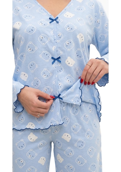 Divinus Panda Desenli Bayan Pijama Takımı mavi