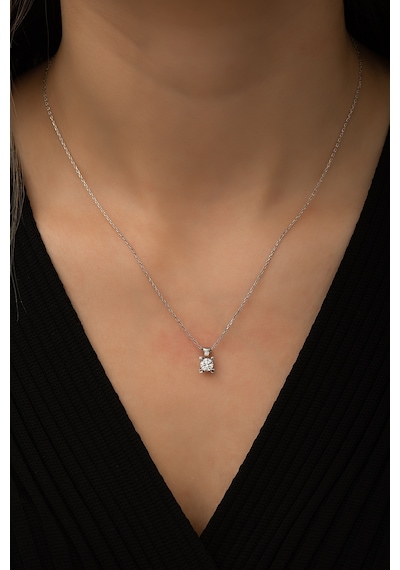 Papatya Silver Swarovski® Tektaş Kolye Rodyum Kaplama 925 Ayar Gümüş - SUVPS00002