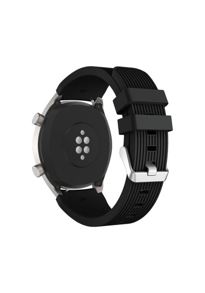 Watch Gt2 Pro 46mm Kordon Kayış 22mm Spor Çizgili Silikon Metal Tokalı Delux Silikon Col8834-siyah