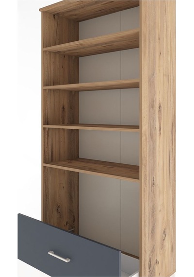 Hyperion Dolap 4 Raflı Tek Çekmeceli 88x44x195 Çam-antrasit Atlas Çam