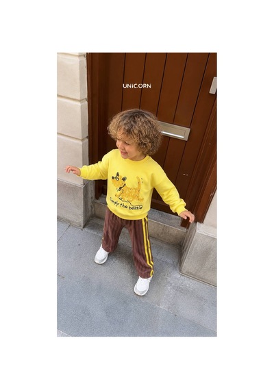 Phokaia Barbosa Sweatshırt Pantolon / Eşortman Şık 2 Li Pamuklu Şardonsuz Erkek Çoçuk Takım Sarı