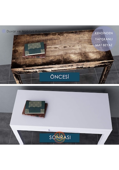 Technosmart Kendinden Yapışkanlı 60cm 100cm Mat Beyaz Duvar Kağıdı Mutfak Tezgah Dolap Masa Kaplama