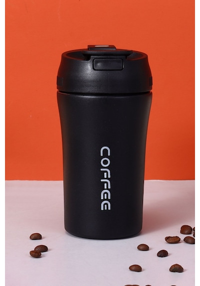 304 Paslanmaz Çelik Siyah 400 Ml Kahve El Termos Mug Cin853sy Siyah