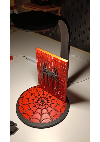 Spider-man Temalı Masaüstü Lambası - Özel Tasarım Led Gece Lambası & Dekoratif Gaming Setup Aydınlatması Mat Siyah