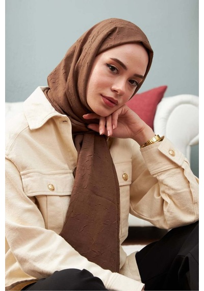 Bambu Kraş Şal Tesettür Giyim, Yüksek Kalite, Hafif, Rahat, Şık, Premium, Lux, Shawl, Scarf Kahve