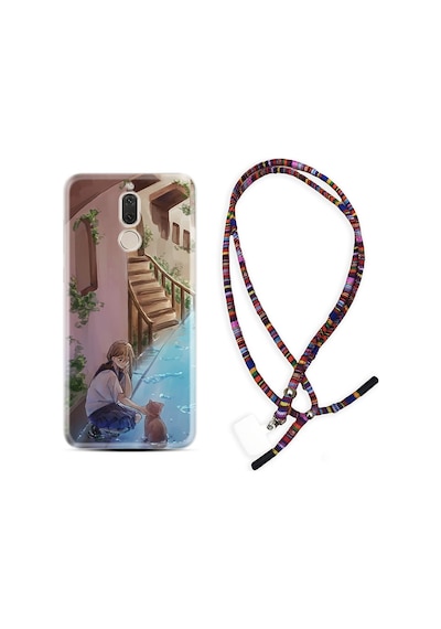 Huawei Mate 10 Lite Kılıf Rasta Boyun Askılı Cat And Girl 1808