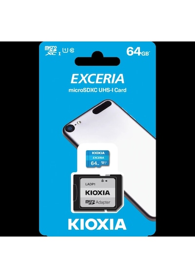 Kıoxıa 64gb Exceria, Lmex1l064gg2, Uhs-1, Cl10, 100mb/s, Microsd Kart Bellek Sd Adaptörlü