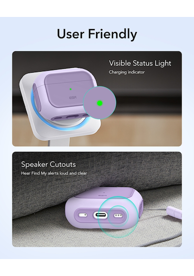 Apple AirPods Uyumlu Pro 3 2025 Orbit Hybrid Manyetik Halolock Magsafe Kılıf Lavanta