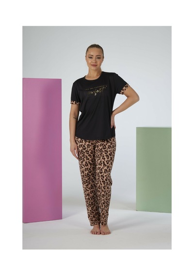 Estiva Kadın Kaplan Alt Desenli Kısa Kollu Soft Pijama Takımı Çok renkli Estiva Kadın Kaplan Alt Desenli Kısa Kollu Soft Pijama Takımı Çok renkli
