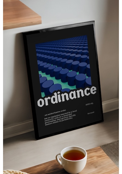 Ordinance Siyah Ahşap Çerçeveli Poster, Dekoratif Hediyelik Duvar Tablosu