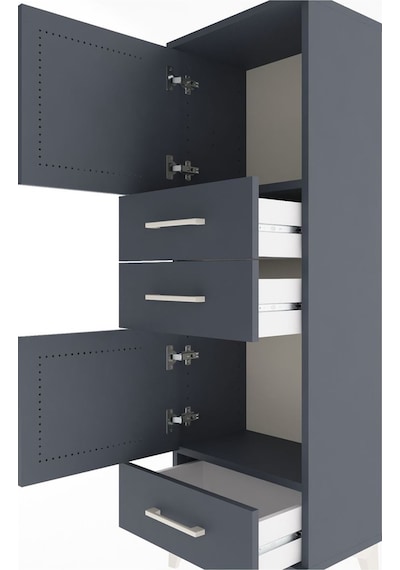 Arges Dolap 2 Raflı 3 Çekmeceli 2 Kapaklı 44x30x134 Antrasit-... Antrasit