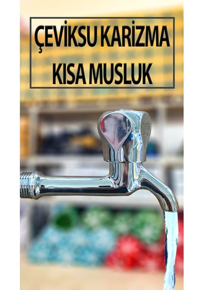 Karizma Model Pirinç Musluk 1/2'' Krom Kaplama Bahçe Balkon Su Musluğu Kısa Tip