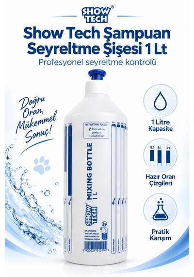 Showtech Konsantre Şampuan Seyreltme Şişesi 1 Lt - Ölçekli