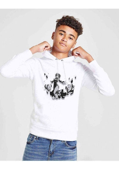 Tshirthane Anime One Punch Man Baskılı Unisex Çocuk Kapüşonlu Beyaz Sweat (528889232) Beyaz