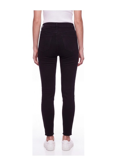 CEMO Kadın Yüksek Bel Taş İşlemeli Skinny Jean Pantolon Siyah