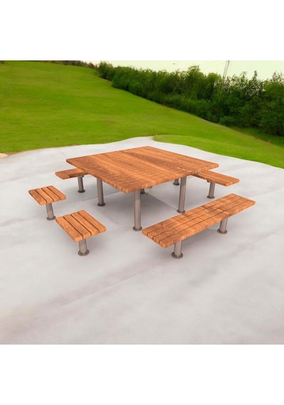 Piknik Masası Ahşap 180cm, 4 Tarafı Oturmalı Çok Renkli