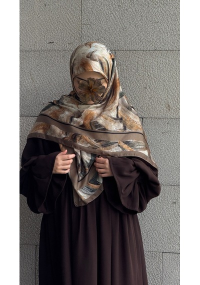 Qalortex Scarf Pamuklu Soft Fırça Desen Eşarp-küf Yeşil