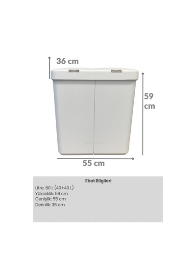 4 Lü Katlanabilir Çamaşır Sepeti Seti 80 Litre Kirli Sepeti, Sele, Su Kovası Ve Maşrapa Beyaz