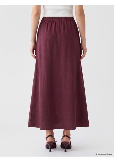 Lcw Modest Bordo Beli Lastikli Modal Karışımlı Kloş Etek