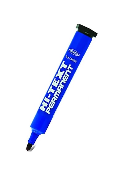 Mavi Yuvarlak Uçlu Markör Permanent Kalem 3 Adet Hı-text Marker Mürekkep Mavi 30 Ml 1 Adet Brons Koli Kalemi