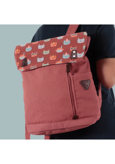 Biggdesign Cats 15" Laptop Çantası & Tam Otomatik Rüzgara Dayanıklı Kedi Desenli Şemsiye Set Karışık/Çok Renkli