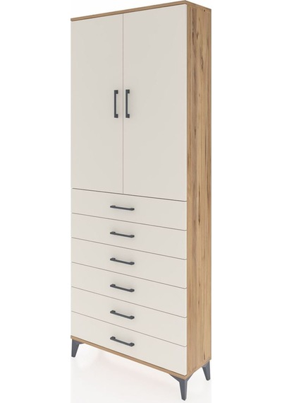 Arges Dolap 3 Raflı 6 Çekmeceli 2 Kapaklı 88x30x221 Çam-aytaşı Çam