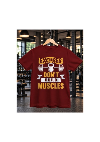 Segungear Excuses Erkek Regular Fit Baskılı Spor Tişört Bordo - 933732766 Bordo