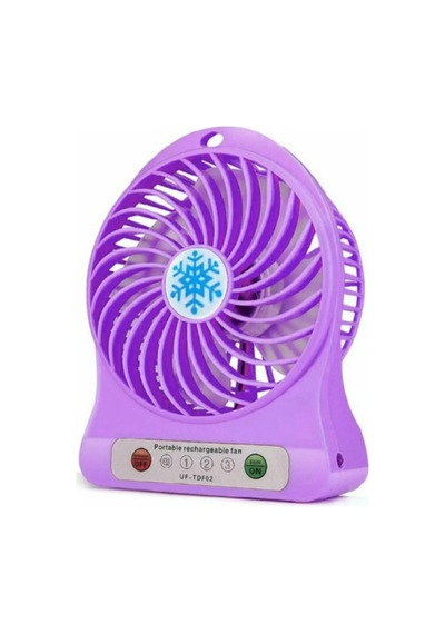 Taşınabilir 3 Kademeli Usb Girişli Şarjlı + Pil Mini El Fanlı Vantilatör Fan -mor