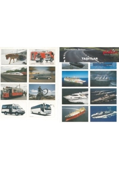 Taşıtlar Sticker Çıkartma 8 Yaprak 64 resim 4x6 cm lik