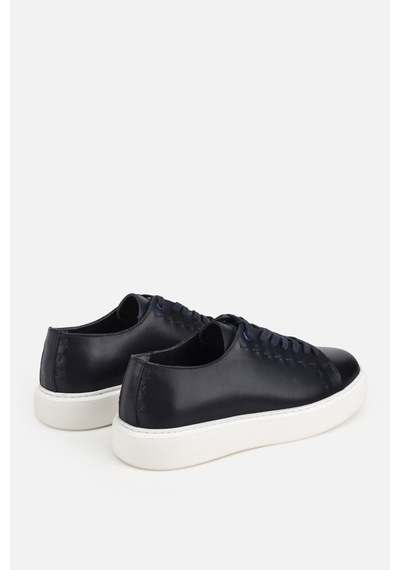 Yaya Erkek Lacivert Deri Bağcıklı Kalın Tabanlı Günlük Sneaker
