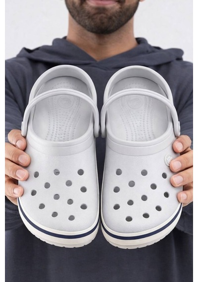 Crocs Unisex Crocband Classic Gray White Unisex Terlik Sandalet Gri Beyaz Siyah