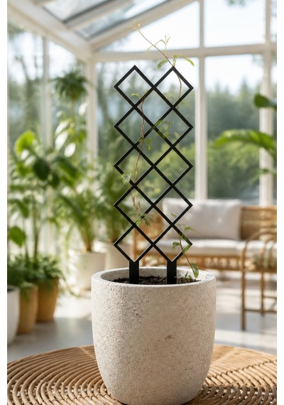 Arliadesign Kare Desenli Saksı Bitki Destek Çubuğu 10 40 Cm Siyah Mdf Sarmaşık Desteği Tekli