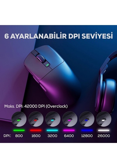 Royal Kludge Rk M3 47g Ultralight 8k Wireless Kablosuz Gaming Mouse Standart