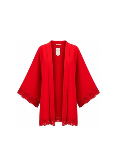 Lila Mare Pamuk Fistolu Pullu Kimono Renkli Renkli