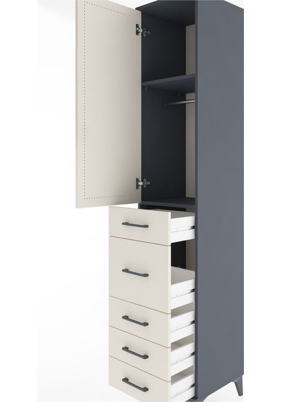 Hyperion Dolap 2 Raflı 5 Çekmeceli Tek Askılı 44x44x221 Antra... Antrasit