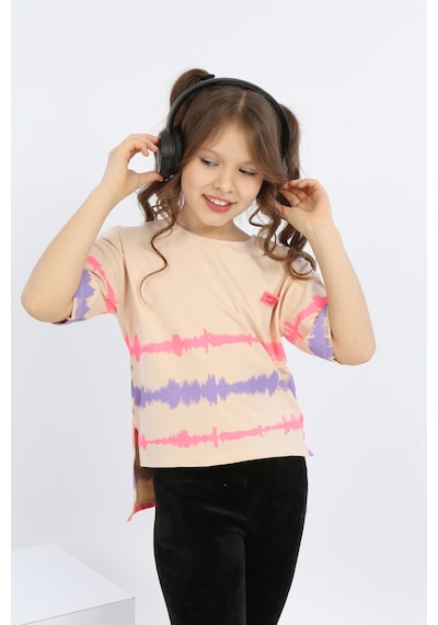 Toontoy Kids Toontoy Kız Çocuk Göğsü Armalı Tişört Bej