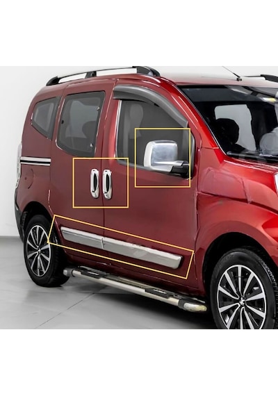 Peugeot Bipper 3'lü Krom Set Yan Kapı Çıtası+kapı Kolu+ Ayna Kapağı Paslanmaz Çelik