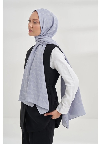 Armanda Cotton Monogram Geometrik Desen Şal 3120 Gri