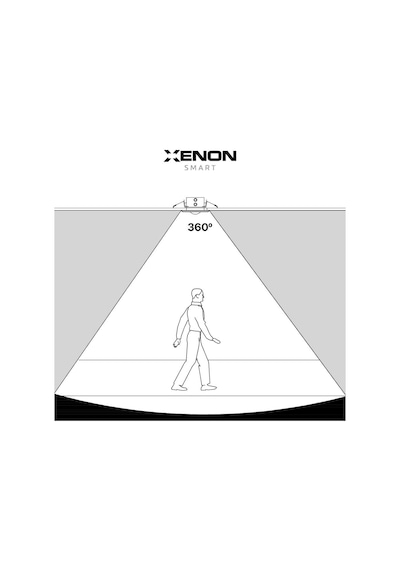 Xenon Smart PIR Hareket Sensörü 220 V AC 2.8 M Yükseklik Toplam 63 m2 Algılama Kapasiteli X1041