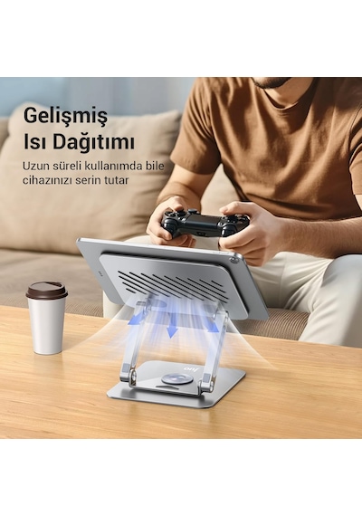 Juo 360 Dönebilen Alüminyum Tablet Standı Yükseklik Ve Eğim Ayarlı Metal Tablet Tutucu