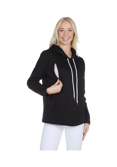 Luvmabelly 4505 Pamuklu Yandan Fermuarlı Lohusa Emzirme Sweatshirt-siyah