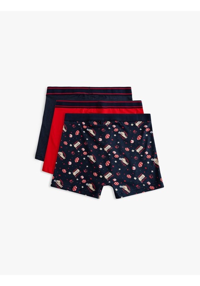 Koton Boxer Seti 3'lü Pamuklu Baskılı Çok Renkli Lacivert 5wlm90046mk