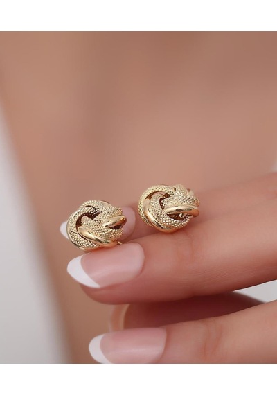 Bayar Gold 14 Ayar Altın Gül Küpe Sarı Altın