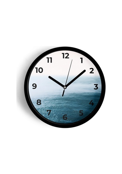 Sonsuz Deniz Manzaralı Modern Duvar Saati - 30cm - Önü Camlı Siyah Kasa - Sessiz Mekanizma-jh0698 Siyah