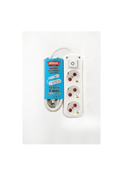 Amiral 3' Lü Topraklı Anahtarlı 2 Metre Kablolu Gr Elx14374-12d82