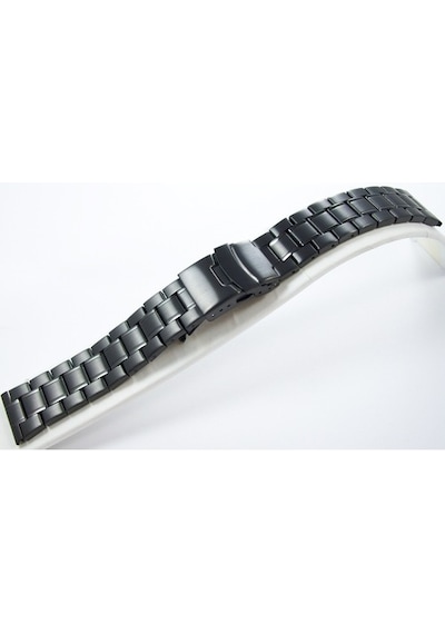 22Mm Siyah Metal Saat Kordonu Çelik Kolçak 1.Kalite Kayış Şeritli