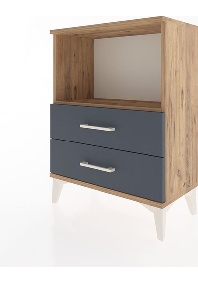 Arges Komodin 2 Çekmeceli 60x30x80 Çam-antrasit Çam