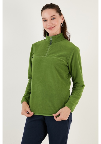 Lela Slim Fit Yumuşak Dokulu Anti-Pilling Tüylenme Yapmayan Yarım Fermuarlı Bayan Polar 5907000 Fistik Yeşil